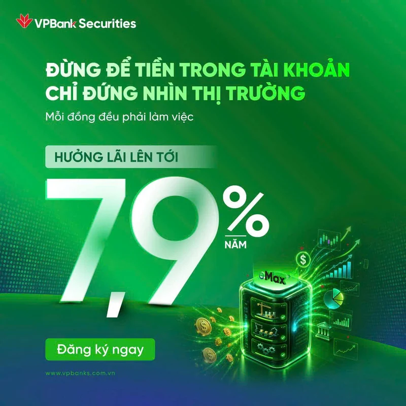 Sản phẩm tiền gửi của VPBankS — hưởng lãi lên tới 7,9%/năm cho tiền chờ trong tài khoản